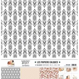 Florilèges Design - Kit CALQUES ARIZONA - Assortiment Papiers Calque Imprimés 