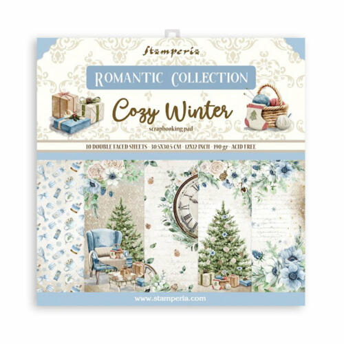 STAMPERIA - Collection COZY WINTER - Kit Assortiment de 10 Papiers