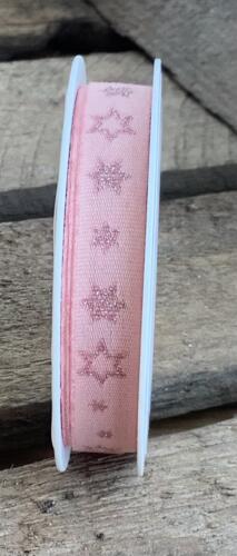 RUBAN NOEL - Ruban Rose avec Etoiles scintillantes ( 10mmx3m)