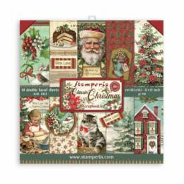 STAMPERIA - Collection CLASSIC CHRISTMAS -  Kit Assortiment de 10 papiers