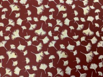 Papier Fantaisie 100% Coton - GINGKO  Rouge/Or