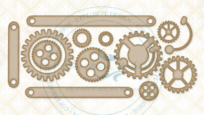 Chipboard Carton - Cogs and Gears - Blue Fern Studios