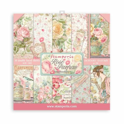 STAMPERIA - Collection ROSE PARFUM -  Kit Assortiment de 10 papiers