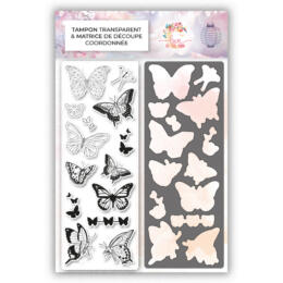 COMBO Tampon Clear + Dies - PAPILLONS - Collection Nos petits Plaisirs d'Hiver - Love In The Moon