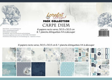 Lorelai Design - Le Kit de la Collection CARPE DIEM ( 6 papiers imprimés + Planche A4 Etiqettes )