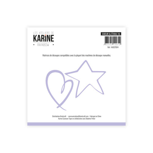 Dies Découpe Les Ateliers de Karine - Matrice de découpe  COEUR & ETOILE XL - Collection RAINBOW