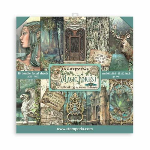 STAMPERIA - Collection MAGIC FOREST -  Kit Assortiment de 10 papiers