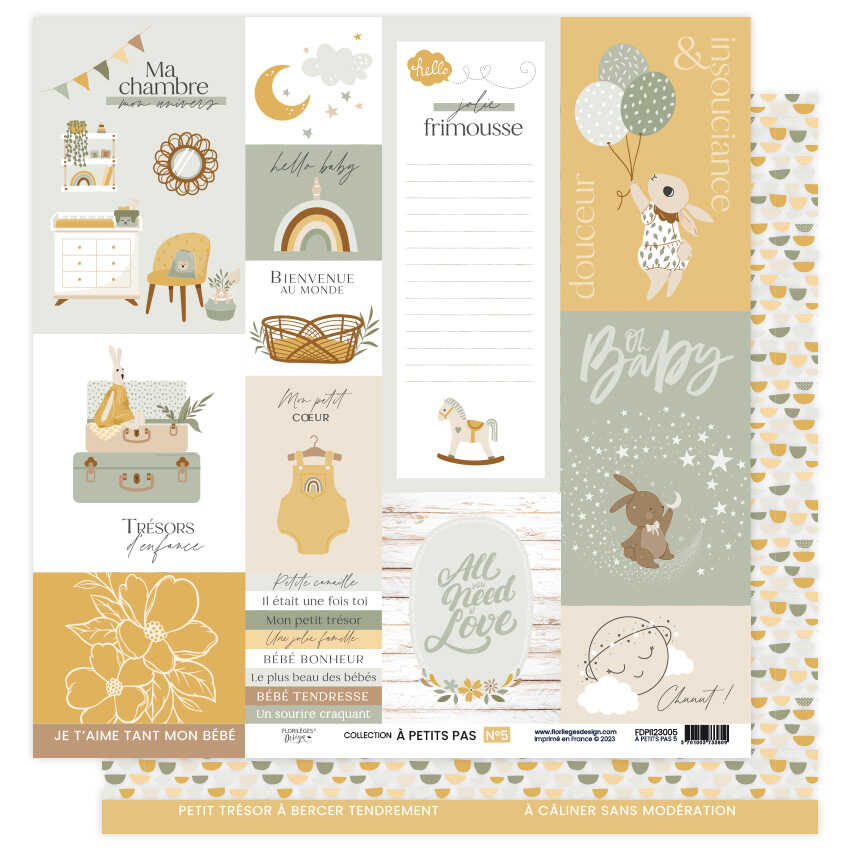 Florilèges Design Vintage-Stempel - Gummi Auf Holz, Kleine Etiketten-Motive, Beige (5x4x2,5 Cm)