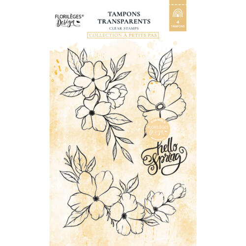 Tampon Clear Florilèges Design - HELLO SPRING - Collection A PETITS PAS