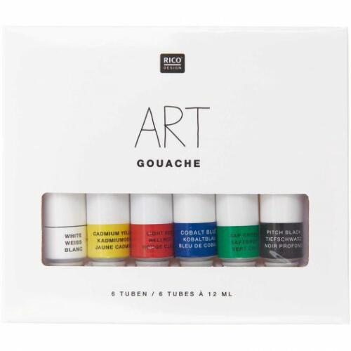 Peinture Gouache - ASSORTIMENT Couleur BASIQUE (6 Tubes de 12ml) Rico Design