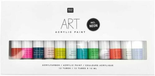 Peinture Acrylique - ASSORTIMENT Couleur FASHION (12 Tubes de 12ml) Rico Design